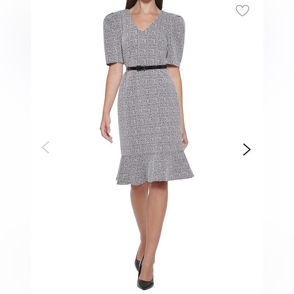 NWT Karl Lagerfeld Paris Short-Sleeve Flounce Sheath Dress Size 10 *NO BELT*